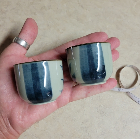 Vintage sake ceramic cups lot of 2 hand painted perfect vintage condition - Picture 9 of 10